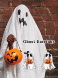 wholesale 925 Sterling Silver Halloween Ghost Pumpkin Stud Earrings-0-5