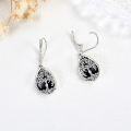wholesale 925 Sterling Silver Black Tourmaline Tree of Life Dangle Earrings, Hypoallergenic Gift for Women-0-1