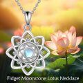 wholesale 925 Sterling Silver Blue Moonstone Spinning Lotus Pendant Necklace  for Women-0-4