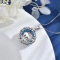 wholesale 925 Sterling Silver Blue Crystal Compass Pendant Necklace with Celtic Knot Design and Mountain Elements-0-4