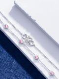 wholesale  925 Sterling Silver & Birthstone Crystal Infinity Heart Bracelet with Adjustable Chain for Women-0-1