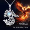 wholesale 925 Sterling Silver Moonstone Phoenix Pendant Necklace for Women-0-5
