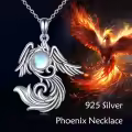 wholesale 925 Sterling Silver Moonstone Phoenix Pendant Necklace Wholesale for Women-0-5