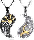 wholesale 925 Sterling Silver Yin Yang Sun & Moon Pendant Necklaces Couples Matching Set for Lovers Gift Idea-0-0