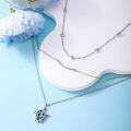 wholesale 925 Sterling Silver Layered Turtle Pendant Necklaces with Abalone Shell Inlay and Stars Design-0-4