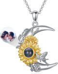 wholesale 925 Sterling Silver 925 Sunflower & Crescent Moon Necklace with Butterfly Charm - Romantic Gift for Women-0-0