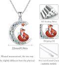 wholesale 925 Sterling Silver Red Enamel Fox on Crescent Moon Pendant Gothic Halloween Jewelry for Women Girls-0-2