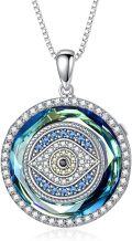 wholesale 925 Sterling Silver White Gold Plated Evil Eye Pendant Necklace with Crystal & Cubic Zirconia-0-0