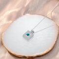 wholesale 925 Sterling Silver Square Emerald Pendant Necklace with Halo Accents-0-2