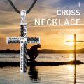 wholesale 925 Sterling Silver Black Cord Fearless Cross Pendant Necklaces with Bible Verses for Men Women Gifts-0-2