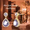 wholesale 14k Gold Plated 925 Sterling Silver Amethyst Teardrop Stud Earrings for Women Birthday Gifts for Mom Girls Her-0-4