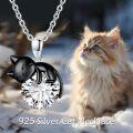 wholesale 14K Gold Pink Crystal Black Cat Pendant Necklace for Women Cats Lover-0-93