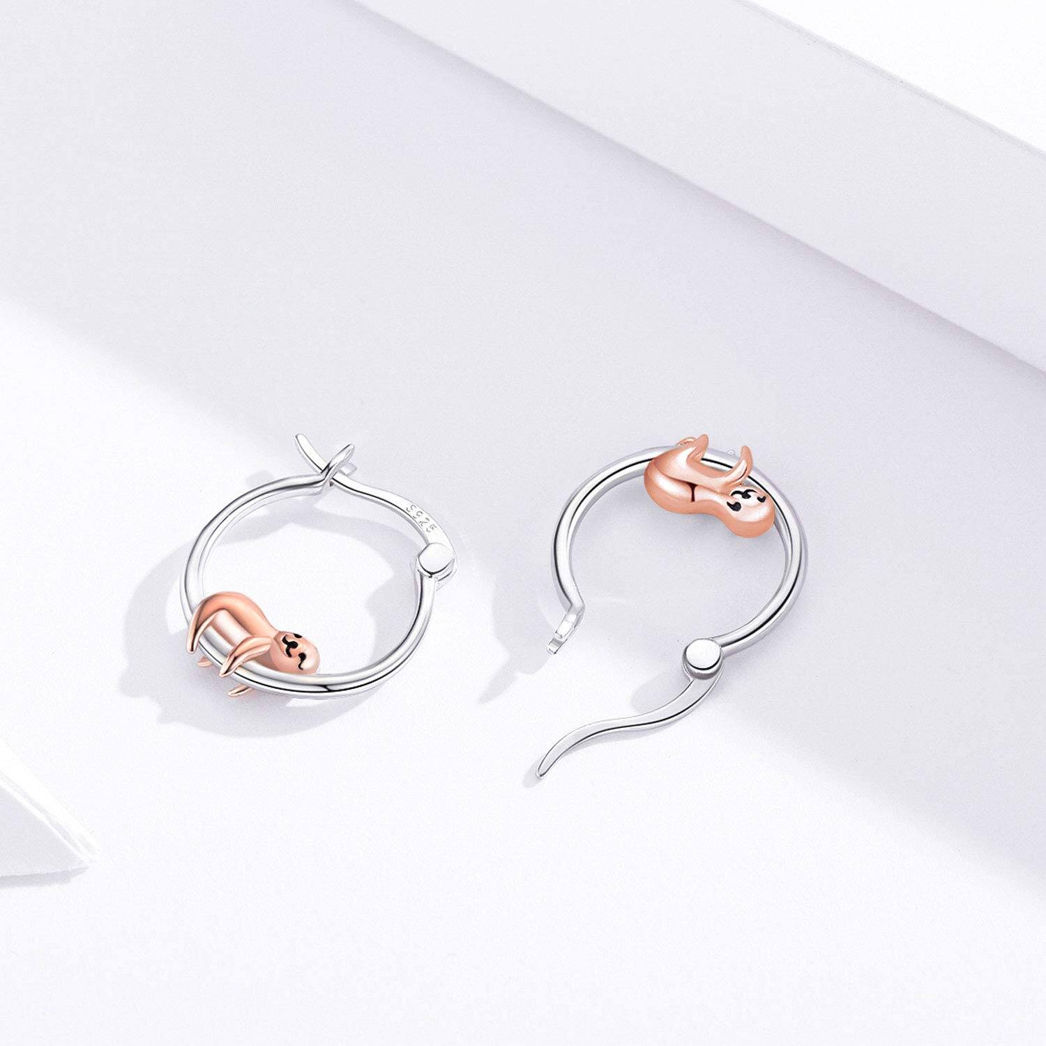 Cute Animal Hoop Earrings in Sterling Silver