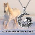 wholesale 925 Sterling Silver Celtic Knot Moon & Horse Head Pendant Necklace Luck Charm  for Women Girls-0-6