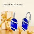 wholesale 925 Sterling Silver Blue Sapphire Drop Earrings – Stylish Wraparound Lever Back Dangle Earrings for Women, September Birthstone Gift-0-3