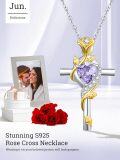wholesale Sterling Silver Rose Cross Pendant Necklace for Women-0-83