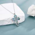 wholesale 925 Sterling Silver Blue Abalone Shell Inlay Cross Pendant Necklace with Chain - Religious Jewelry for Men & Women-0-2