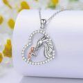 wholesale 925 Sterling Silver Heart-Shaped Dragon and Girl Pendant Necklace - Valentine's Day Gifts for Her-0-1