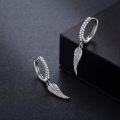 wholesale 925 Sterling Silver Angel Wing Feather Cross Dangle Drop Earrings for Women Men 3D Charm Minimalist Fine  Idea (Small)-0-1