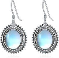 wholesale 925 Sterling Silver Blue Moonstone Bohemian Drop Earrings for Women-Boho Moonstone Earrings-3