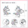 wholesale 925 Sterling Silver Unicorn Cat Axolotl Stud Earrings with Multi-Colored Crystals and Rhinestones-0-4