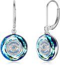 wholesale 925 Sterling Silver Round Blue Crystal Evil Eye Drop Earrings for Women-0-0