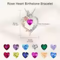 TOUPOP Sterling Silver Pink Tourmaline Heart Butterfly Pendant Necklace-0-4