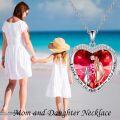 wholesale 925 Sterling Silver Heart-Shaped Red Crystal Pendant Necklaces with Engraved Message I Love You to the Moon and Back - Perfect Gifts for Mother's Day or Birthday (Mom/Daughter/Grandma)-0-3