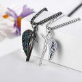 wholesale  925 Sterling Silver Angel Wings Couple Hug Necklace for Her Him, Matching Love Pendant Gift for Anniversary Valentine's Birthday-0-3