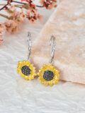 wholesale 925 Sterling Silver Sunflower Leverback Dangle Drop Earrings-0-4