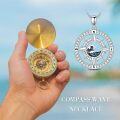 wholesale 925 Sterling Silver Turquoise Ocean Wave Compass Pendant Necklace for Women-0-4