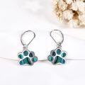 wholesale 925 Sterling Silver Abalone Shell Inlay Paw Print Leverback Earring for Women Girls Animal Lover Gift-0-2
