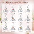 wholesale TOUPOP Birth Flower Necklace 925 Sterling Silver Celtic Knot Necklace 12 Birth Month Necklaces For Women Celtic Jewelry Irish Gifts For Women Girls Birthday Christmas -0-2