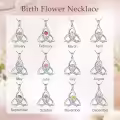 TOUPOP Sterling Silver Birth Flower Celtic Knot Necklace 12 Months Gemstone-0-2