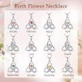 TOUPOP Sterling Silver Birth Flower Celtic Knot Necklace 12 Months Gemstone-0-2
