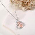wholesale 925 Sterling Silver Footprint Pendant with Cubic Zirconia Heart Shape Necklace for Women Girls-0-3