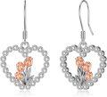 wholesale 925 Sterling Silver Circle Rose Flower Dangle Earrings s for Her Him-0-0