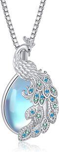 wholesale 925 Sterling Silver Blue Crystal Peacock Pendant Necklace Gemstone s for Women-0-0