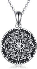 wholesale 925 Sterling Silver Black Onyx Evil Eye Lotus Masonic Pendant Necklaces for Women Men-0-0