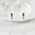 wholesale 925 Sterling Silver American Flag Hoop Earrings for Women Girls USA Patriotic Jewelry 14mm Small Huggie Earrings Gift for Independence Day 4th of July Memorial Day-0-2