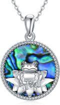 wholesale 925 Sterling Silver Frog Abalone Shell Pendant Necklace-0-0