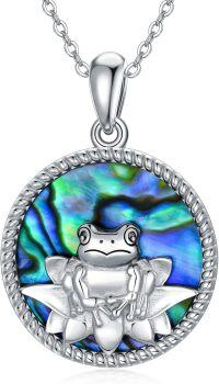 wholesale 925 Sterling Silver Frog Abalone Shell Pendant Necklace-Frog