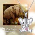 wholesale 925 Sterling Silver Elephant Pink Heart Charm Pendant Necklace Animal Gifts for Women-0-4