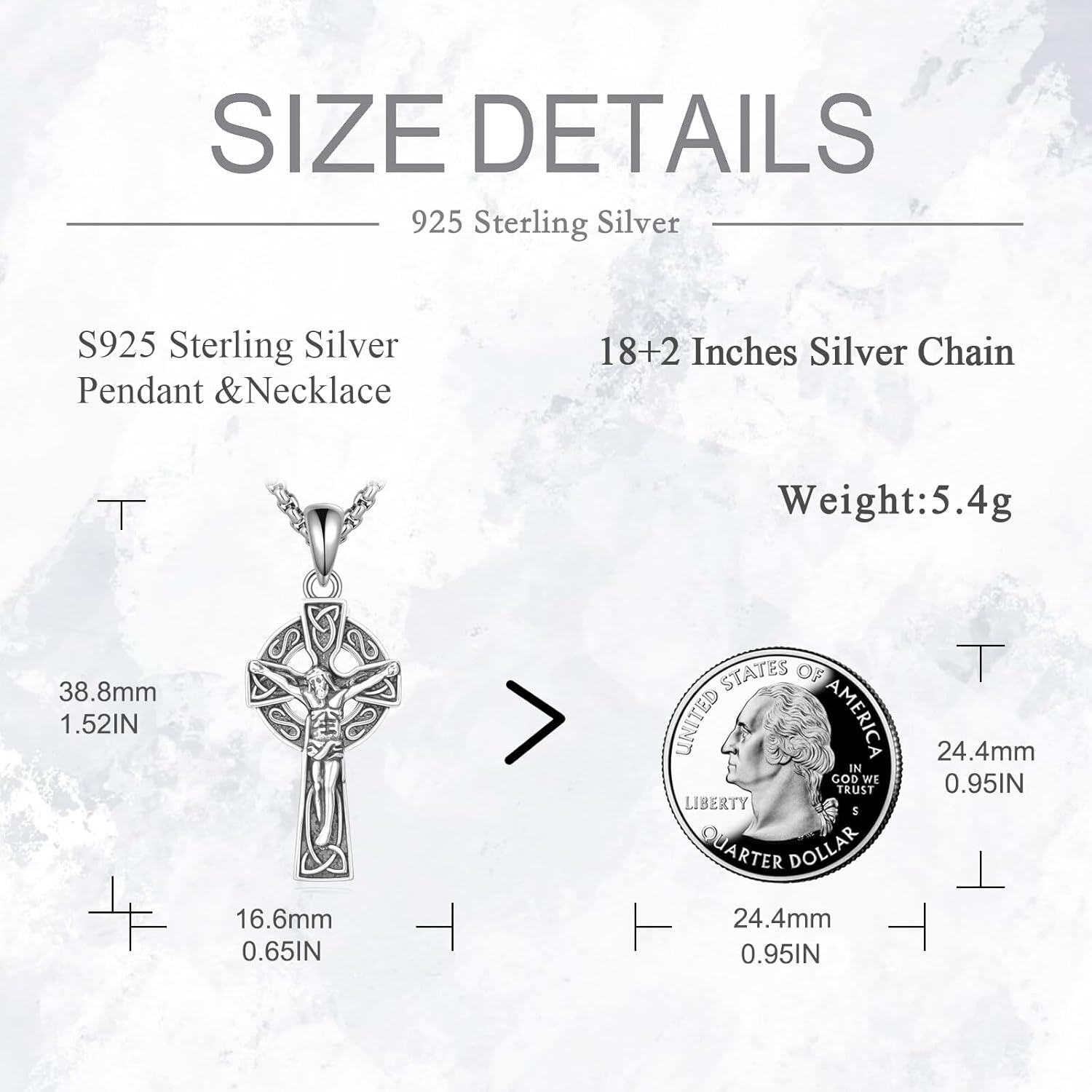 wholesale 925 Sterling Silver Crucifix Pendant Necklaces for Men & Women - Vintage Jesus Christ s 45cm Chain Length-0-4
