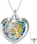 wholesale 925 Sterling Silver Heart Angel Urn Necklace with Abalone Shell and CZ Stones - Always in My Heart Keepsake Memorial Jewelry for Ashes (Funnel Included)-0-0