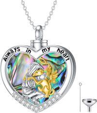 wholesale 925 Sterling Silver Heart Angel Urn Necklace with Abalone Shell and CZ Stones - Always in My Heart Keepsake Memorial Jewelry for Ashes (Funnel Included)-Pet-Girl and Dog-Pet-Girl and Dog Non-custom-Non-custom