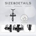 wholesale 925 Sterling Silver Antler Cross Pendant Necklace with Black Stone and Chain-0-3