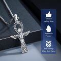 wholesale 925 Sterling Silver Winged Scarab Ankh Pendant Necklace with Cubic Zirconia for Women and Men-0-5