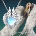 wholesale 925 Sterling Silver Blue Opal Winged Heart Pendant Necklace for Women-0-4
