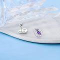 wholesale 925 Sterling Silver Owl Purple Agate Heart Stud Earrings for Women Gift Ideas-0-2